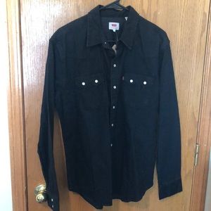 Black denim pearl snap shirt